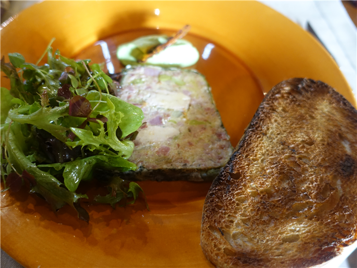 foie gras terrine with toast and salad